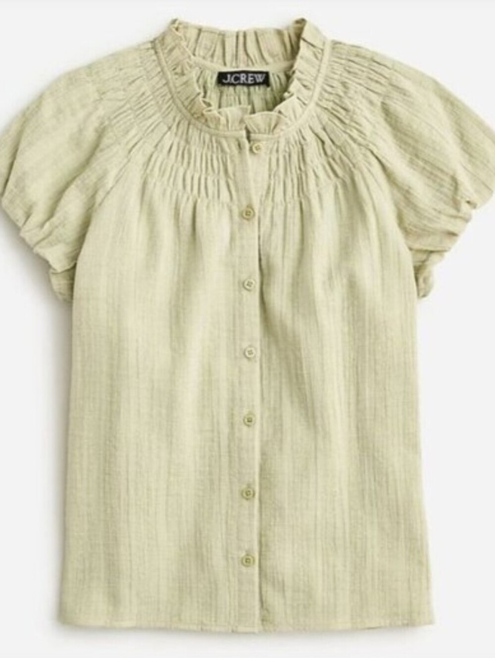 J.Crew Smocked-neck top in textured gauze pale surplus sz Medium